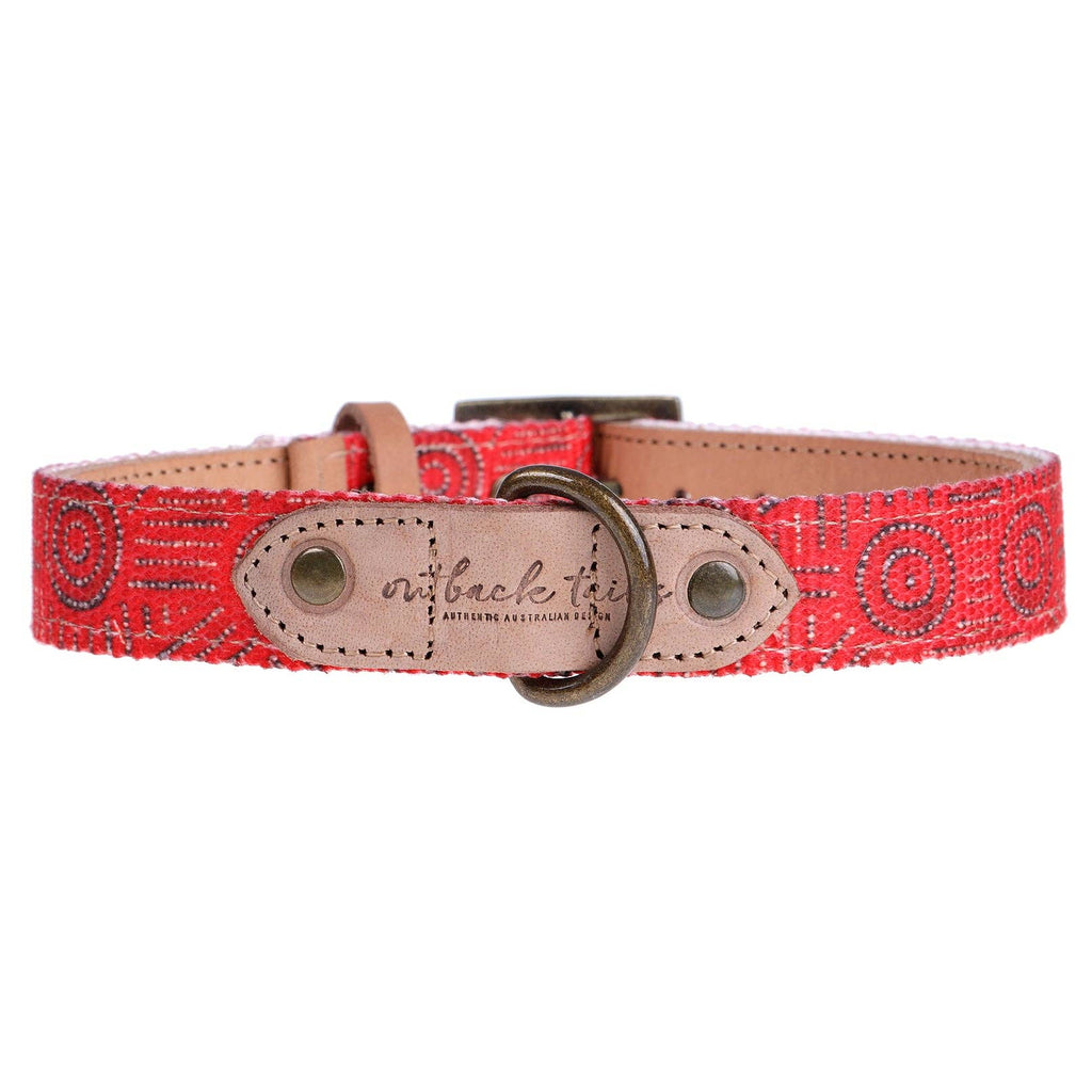 Leather Dog Collar - Water Dreaming: Extra Large - 46cm to 58cm (width 3cm)