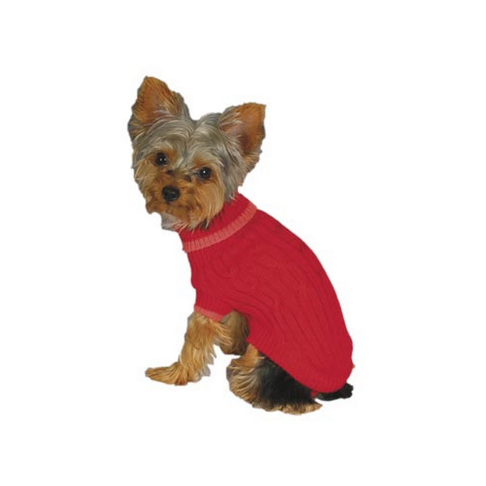Fashion Pet Classic Cable Sweater Red XXS