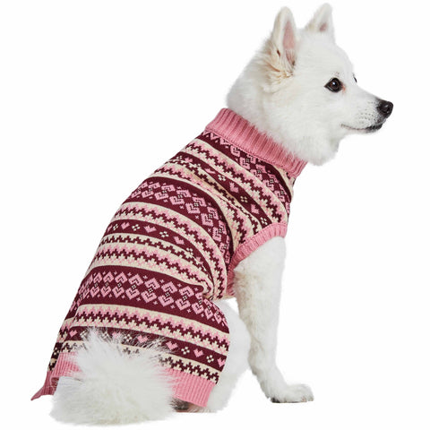 4 Styles, Soft Fair Isle Dog Sweater: Pink / 16