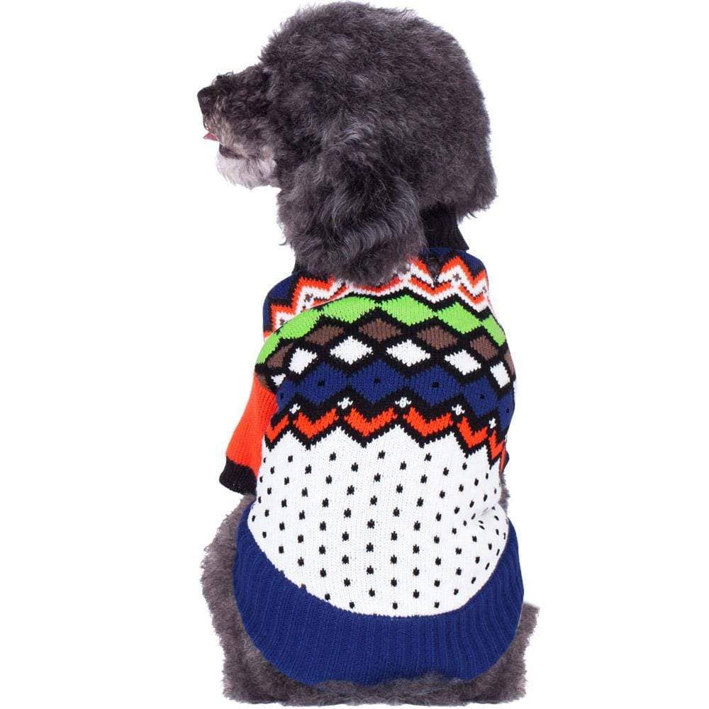 Over the Rainbow Multicolor Shawl collar Dog Sweater: Multicolor Rainbow of Single Layer / 12
