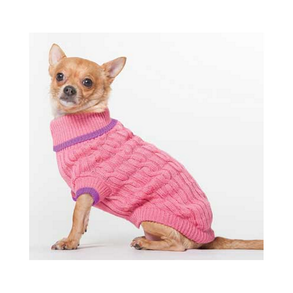 Fashion Pet Classic Cable Sweater Pink XXXS